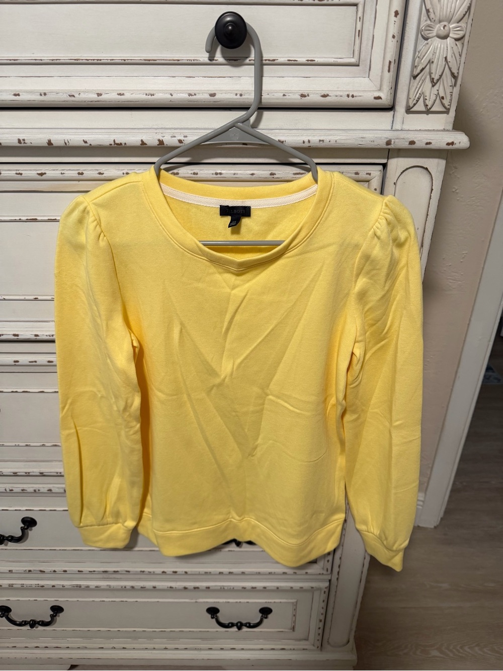 Talbots Yellow Puff-Sleeve Crewneck Sweatshirt